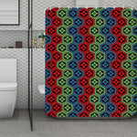 Colorful Japanese Flower Pattern Print Polyester Shower Curtain
