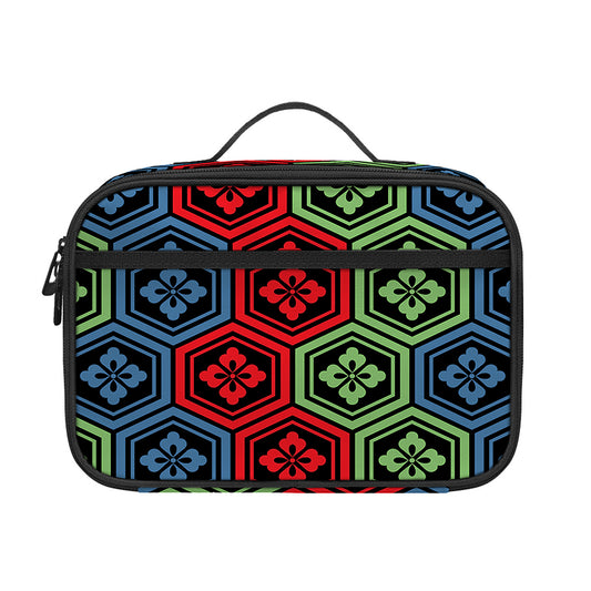 Colorful Japanese Flower Pattern Print Portable Lunch Bag
