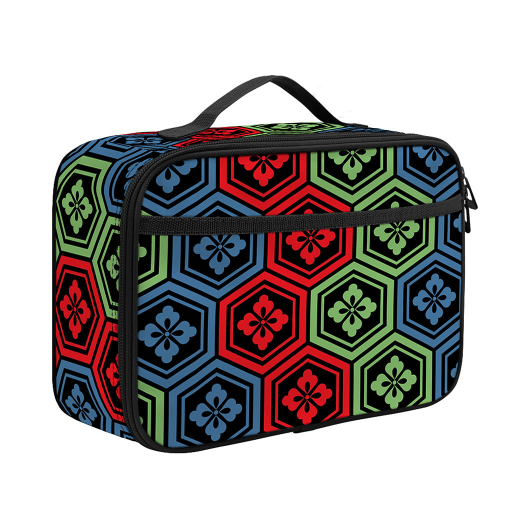 Colorful Japanese Flower Pattern Print Portable Lunch Bag