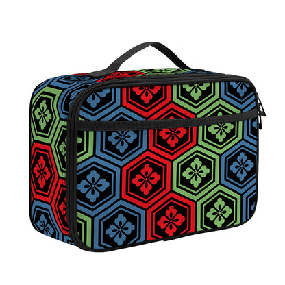 Colorful Japanese Flower Pattern Print Portable Lunch Bag