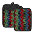 Colorful Japanese Flower Pattern Print Pot Holders With Pocket