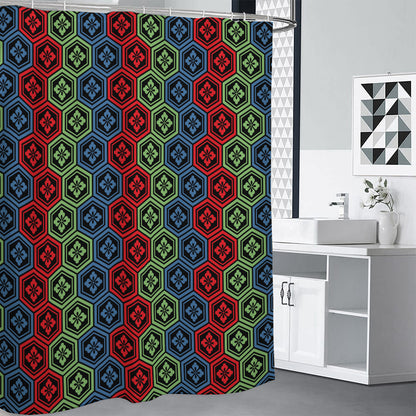 Colorful Japanese Flower Pattern Print Premium Shower Curtain