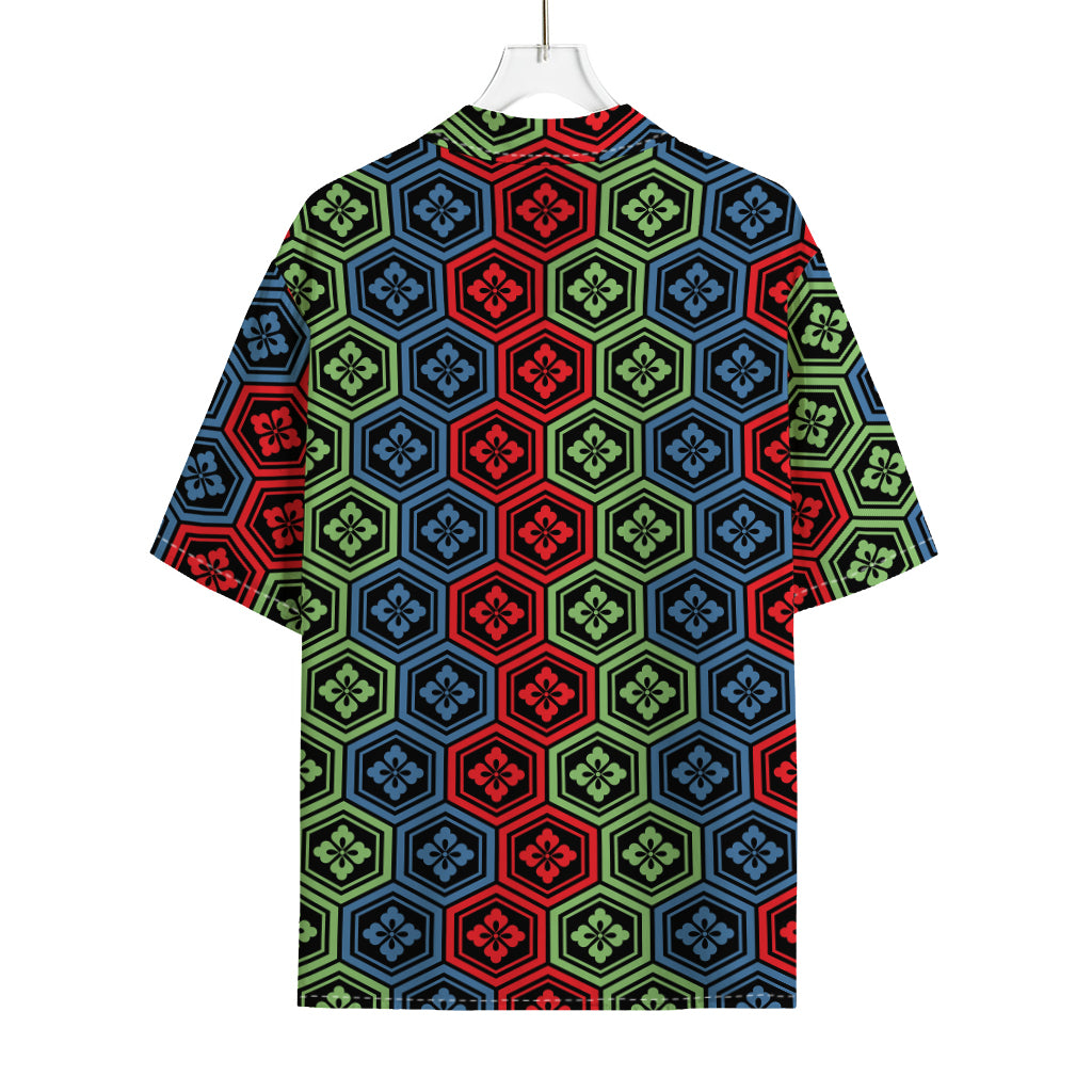 Colorful Japanese Flower Pattern Print Rayon Hawaiian Shirt