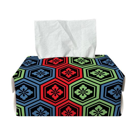 Colorful Japanese Flower Pattern Print Rectangle Tissue Box Cover