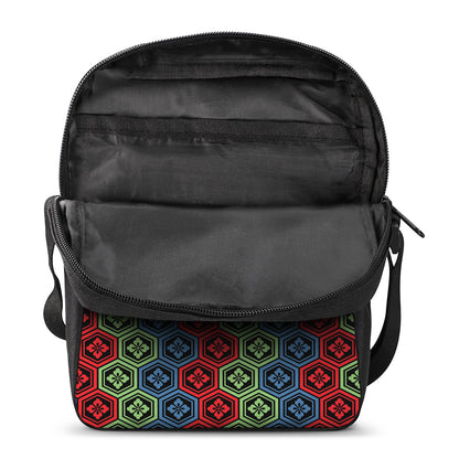 Colorful Japanese Flower Pattern Print Rectangular Crossbody Bag