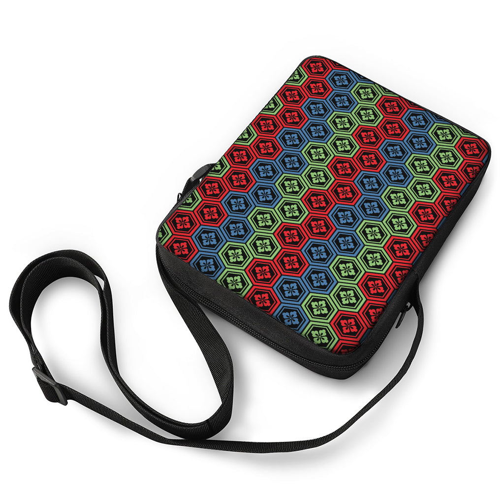 Colorful Japanese Flower Pattern Print Rectangular Crossbody Bag