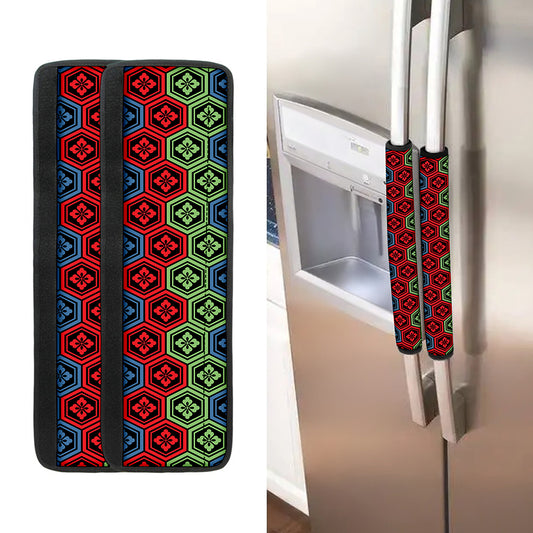 Colorful Japanese Flower Pattern Print Refrigerator Handle Covers