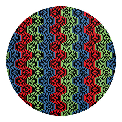 Colorful Japanese Flower Pattern Print Round Blanket