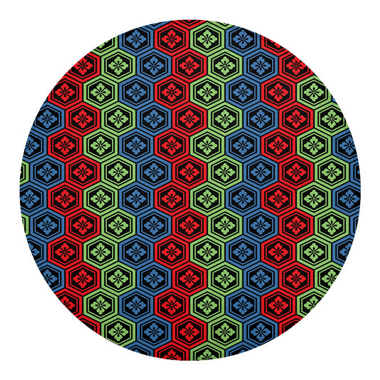 Colorful Japanese Flower Pattern Print Round Blanket