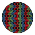 Colorful Japanese Flower Pattern Print Round Floor Mat