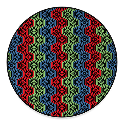 Colorful Japanese Flower Pattern Print Round Floor Mat