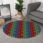 Colorful Japanese Flower Pattern Print Round Rug