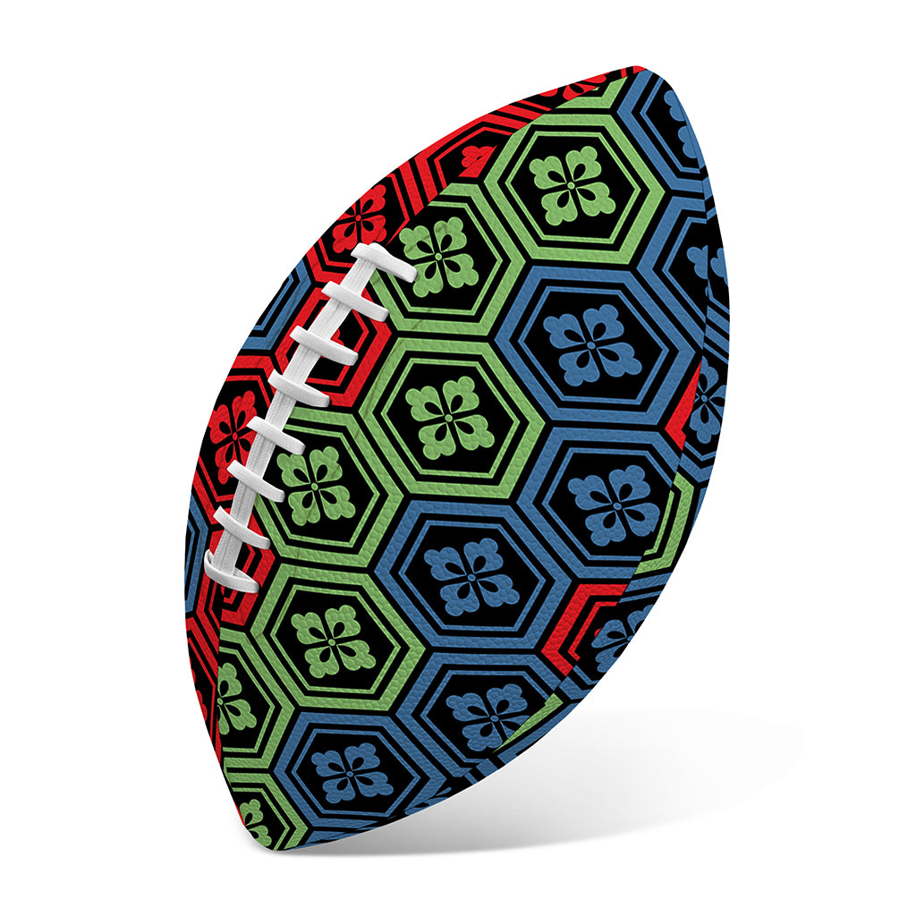 Colorful Japanese Flower Pattern Print Rugby Ball