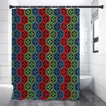 Colorful Japanese Flower Pattern Print Shower Curtain