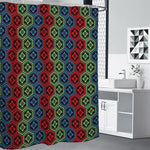 Colorful Japanese Flower Pattern Print Shower Curtain
