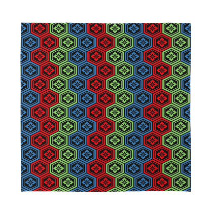 Colorful Japanese Flower Pattern Print Silk Bandana
