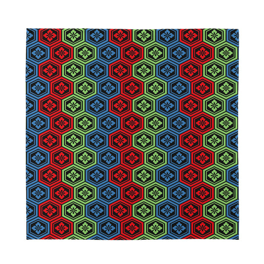Colorful Japanese Flower Pattern Print Silk Bandana
