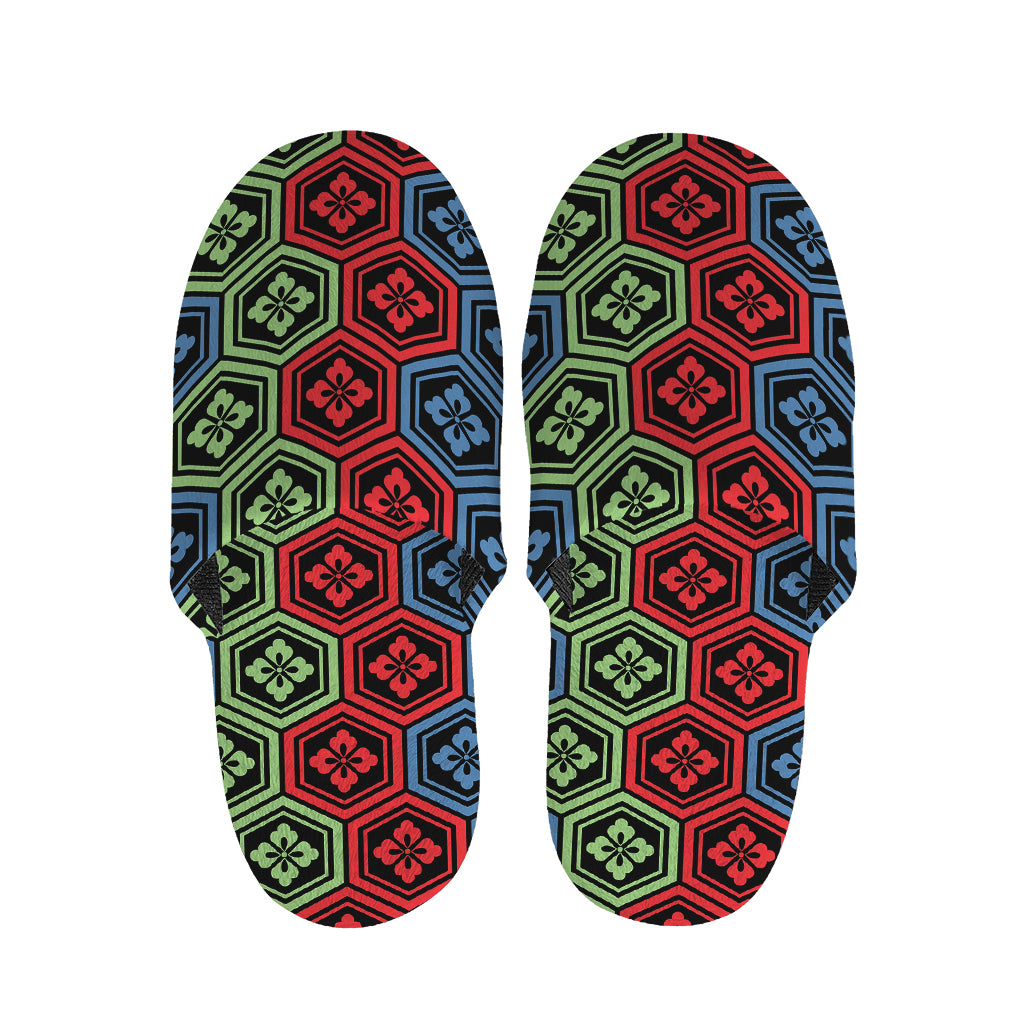 Colorful Japanese Flower Pattern Print Slippers