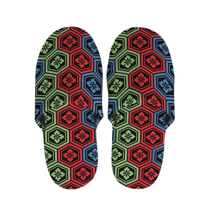 Colorful Japanese Flower Pattern Print Slippers