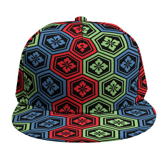 Colorful Japanese Flower Pattern Print Snapback Cap