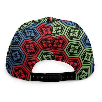 Colorful Japanese Flower Pattern Print Snapback Cap