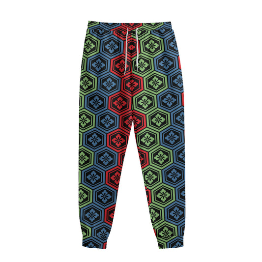 Colorful Japanese Flower Pattern Print Sweatpants