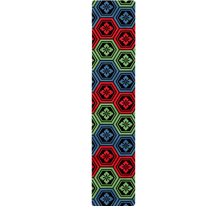 Colorful Japanese Flower Pattern Print Table Runner