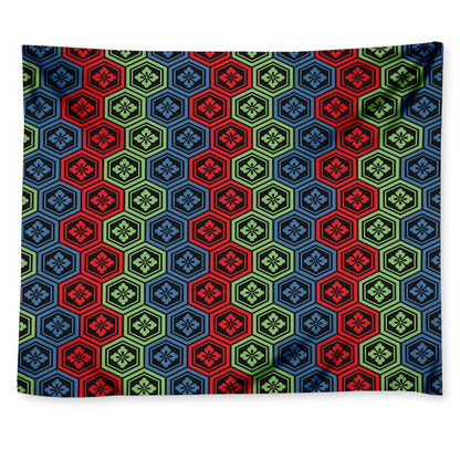 Colorful Japanese Flower Pattern Print Tapestry