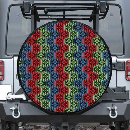 Colorful Japanese Flower Pattern Print Tire Cover