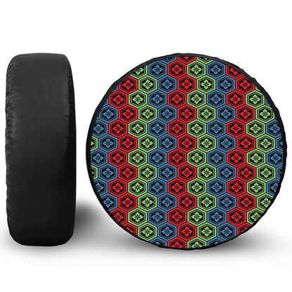 Colorful Japanese Flower Pattern Print Tire Cover