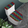 Colorful Japanese Flower Pattern Print Toilet Lid And Tank Cover Set