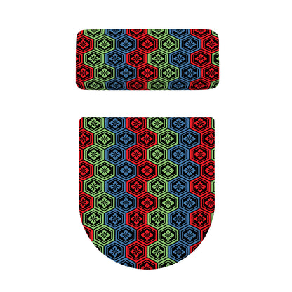 Colorful Japanese Flower Pattern Print Toilet Lid And Tank Cover Set