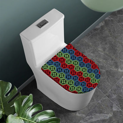 Colorful Japanese Flower Pattern Print Toilet Lid Cover