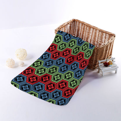 Colorful Japanese Flower Pattern Print Towel