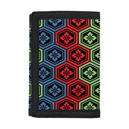 Colorful Japanese Flower Pattern Print Trifold Wallet