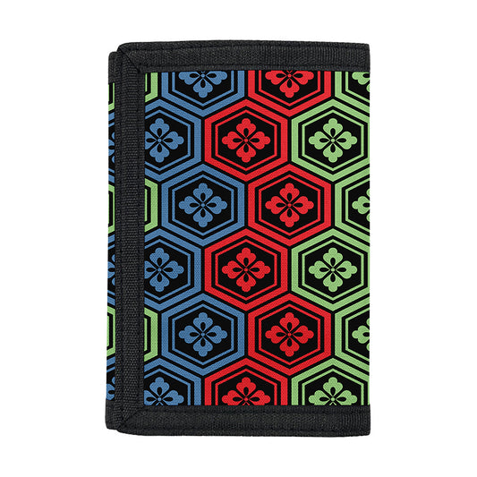 Colorful Japanese Flower Pattern Print Trifold Wallet