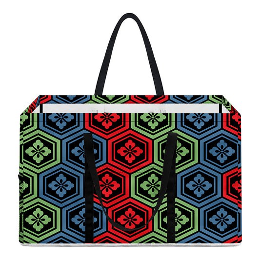 Colorful Japanese Flower Pattern Print Utility Tote Bag