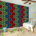 Colorful Japanese Flower Pattern Print Wall Sticker