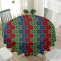 Colorful Japanese Flower Pattern Print Waterproof Round Tablecloth