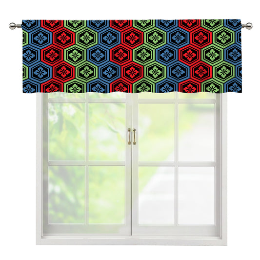 Colorful Japanese Flower Pattern Print Window Valance