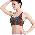 Colorful Japanese Flower Pattern Print Women's Sports Bra