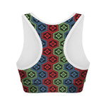 Colorful Japanese Flower Pattern Print Women's Sports Bra