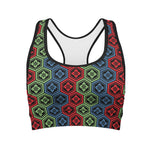 Colorful Japanese Flower Pattern Print Women's Sports Bra