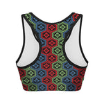 Colorful Japanese Flower Pattern Print Women's Sports Bra