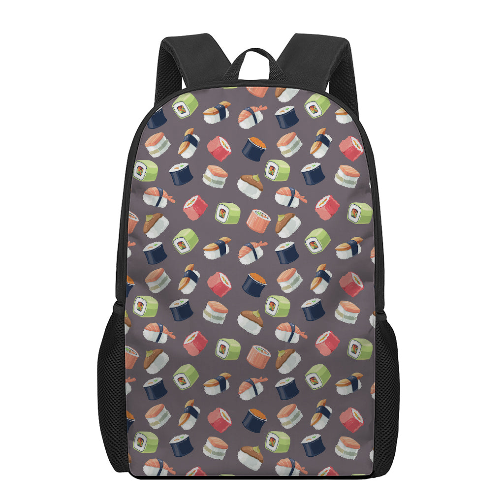 Colorful Japanese Sushi Pattern Print 17 Inch Backpack