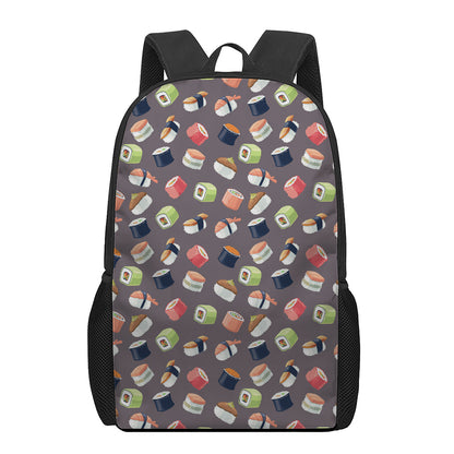 Colorful Japanese Sushi Pattern Print 17 Inch Backpack