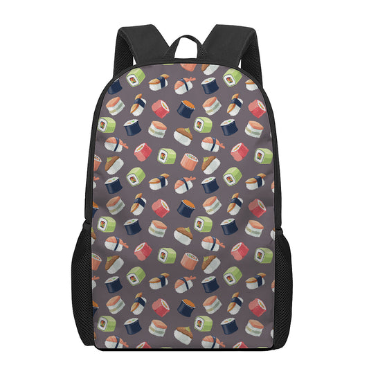 Colorful Japanese Sushi Pattern Print 17 Inch Backpack
