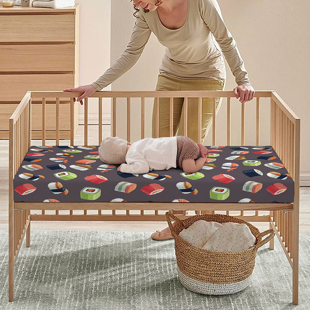 Colorful Japanese Sushi Pattern Print Baby Crib Sheet