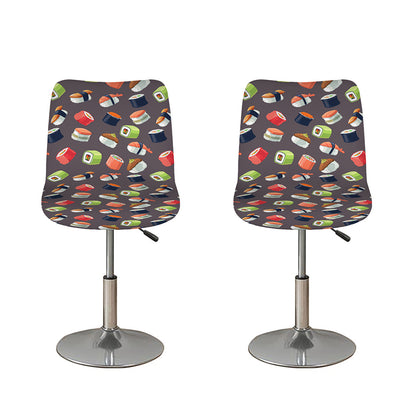 Colorful Japanese Sushi Pattern Print Bar Stool Covers