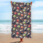 Colorful Japanese Sushi Pattern Print Beach Towel